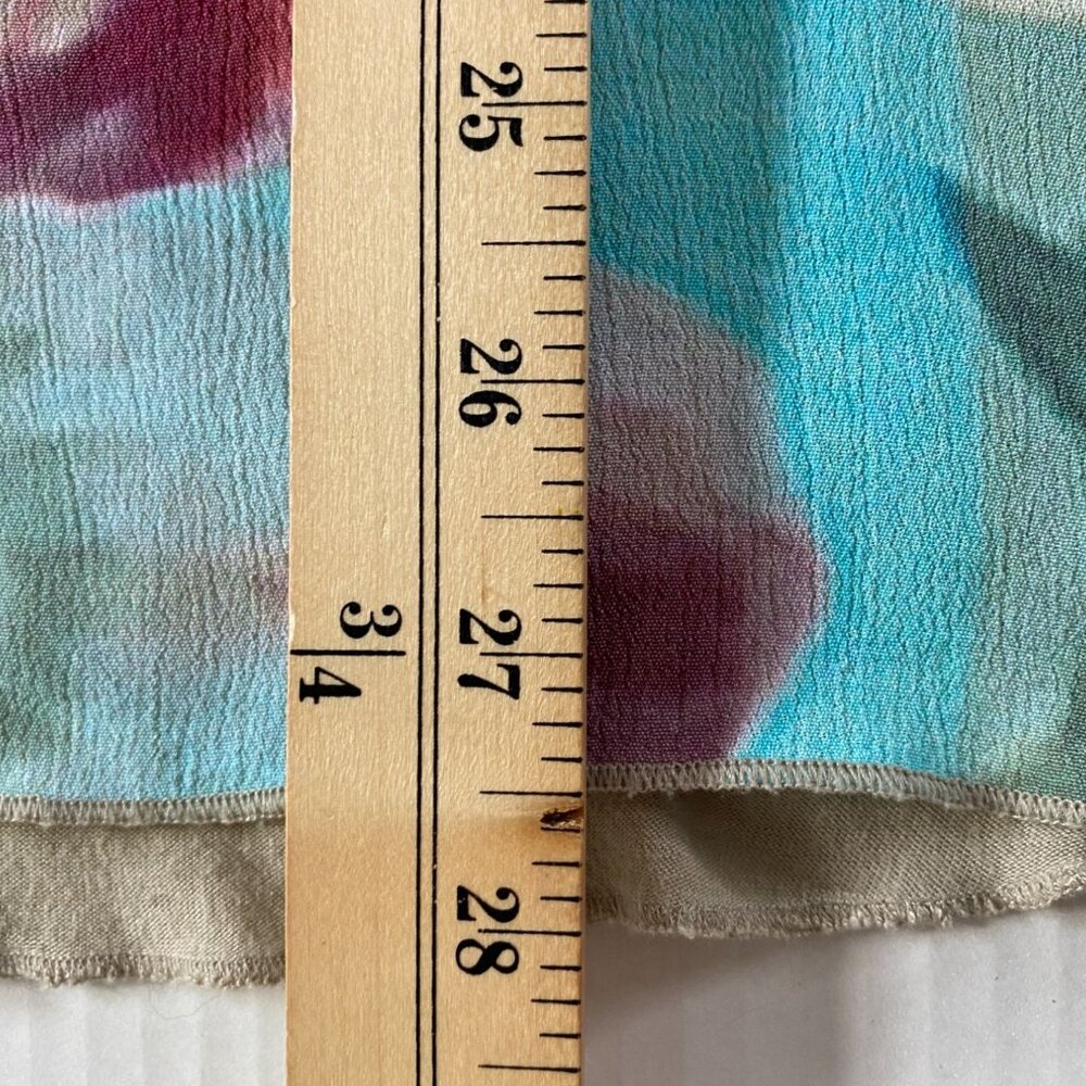 Tru Luxe Women's Blue Watercolor Print Mixed Media Tunic Size XL Tropical Boho - Picture 5 of 7